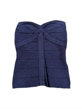 Bebe Strapless Navy Bandage Bustier Dress Top L